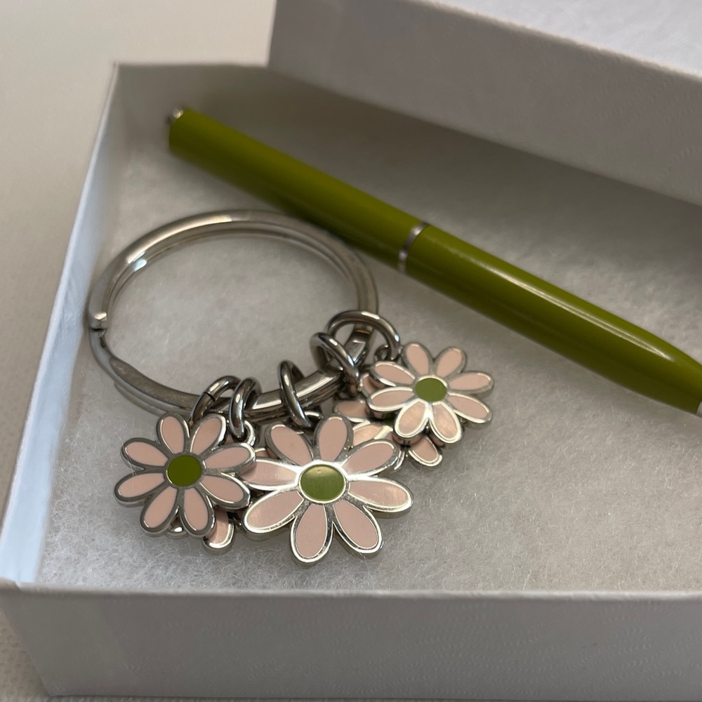 Coach Floral Charm Keychain with Pink and Green Accents and Coach Pen - Picture 6 of 6